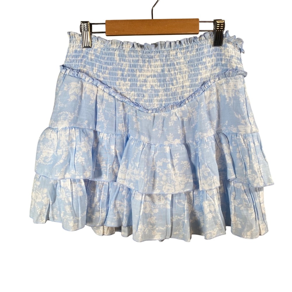 Trixxi Floral Smocked Tiered Ruffle Mini Skirt Size Medium Shabby Coquette Boho